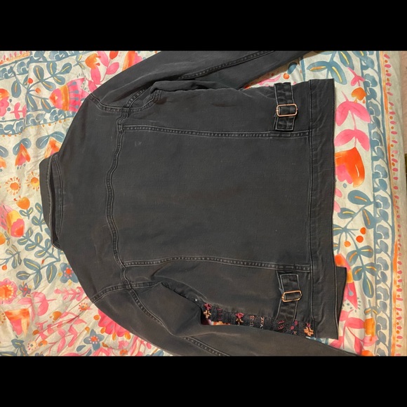 Topshop Moto Black Embroidered Denim Jacket - Picture 10 of 10